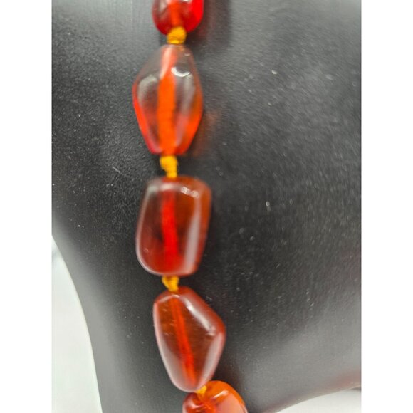 Vintage Genuine Baltic Amber Bead Necklace 40 w/ Rolled GOLD Clasp Signed Double - Picture 4 of 7